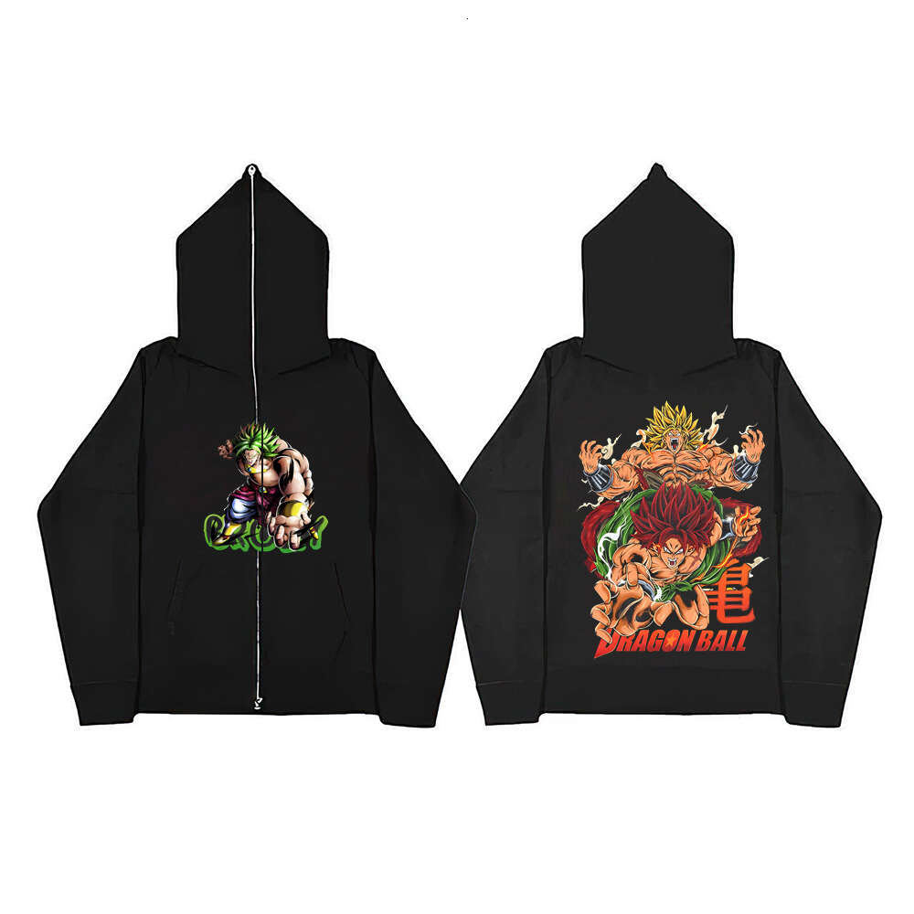 Anime baskı erkekleri tam fermuarlı hoodies haruku gündelik fermuarlı ceketler polar gevşek sweatshirtler unisex kapüşonlu hırka y k giyim