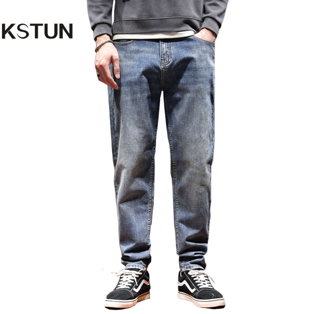 Baggy Jeans Men Loose Fit Harem Pants Wide Leg Fashion Letters Retro Blue Hip Hop Streetwear Casual Denim Trousers Spring