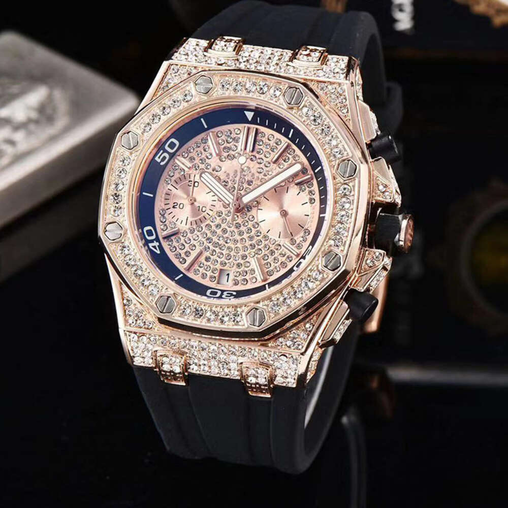 Business Fashion Leisure Alloy Diamond Pointer Relógio multifuncional de quartzo