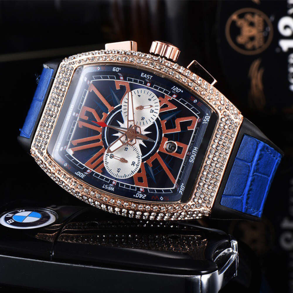 Business Fashion Alloy Carved Case High End Creative Pointer Quartz Watch Six Pin Multi Function