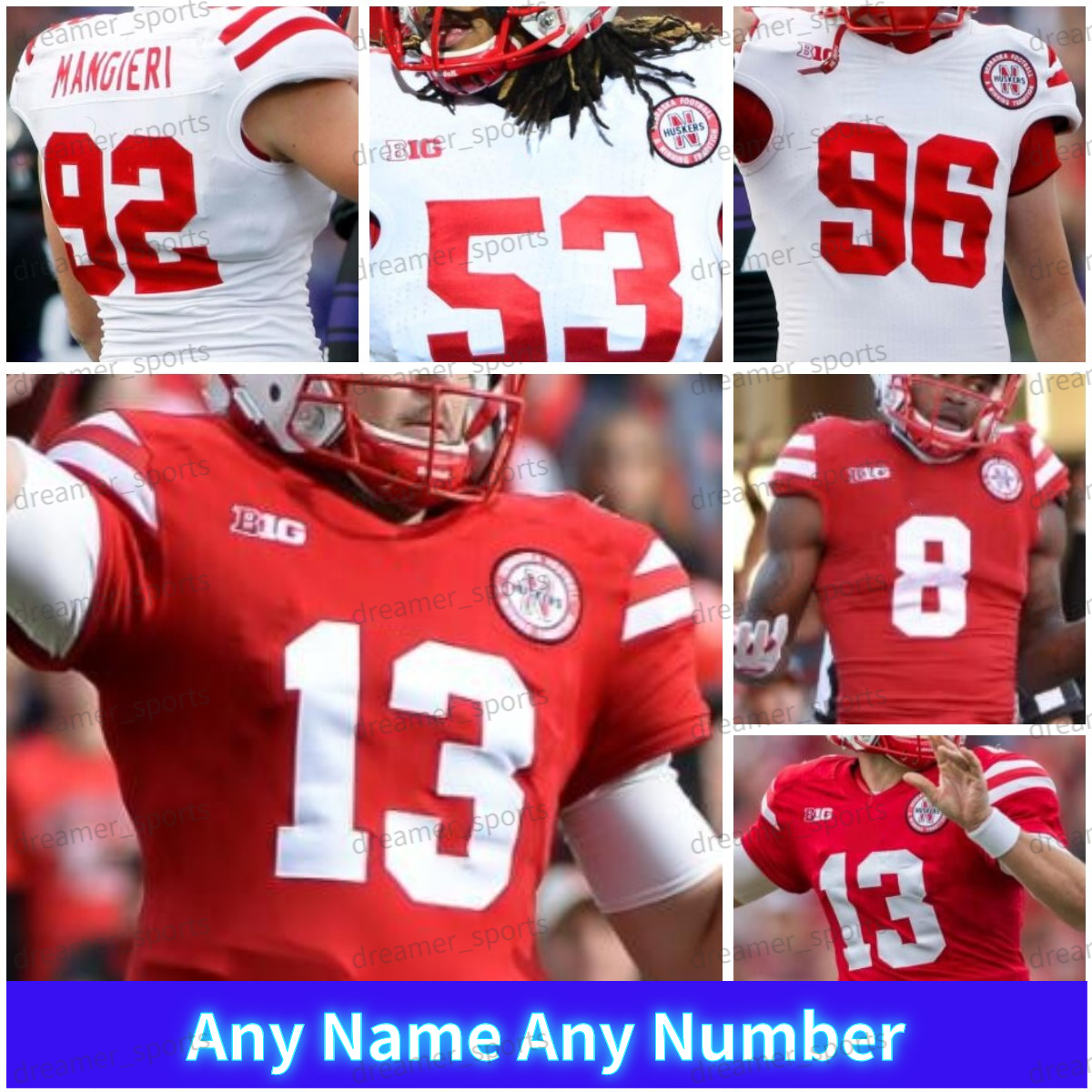 Niestandardowe Nebraska Huskers koszulka piłkarska 93 Ndamukong Suh 7 Scott Frost 8 Abdullah 80 Kenny Bell White College Football Jerseys Men Kids Kids