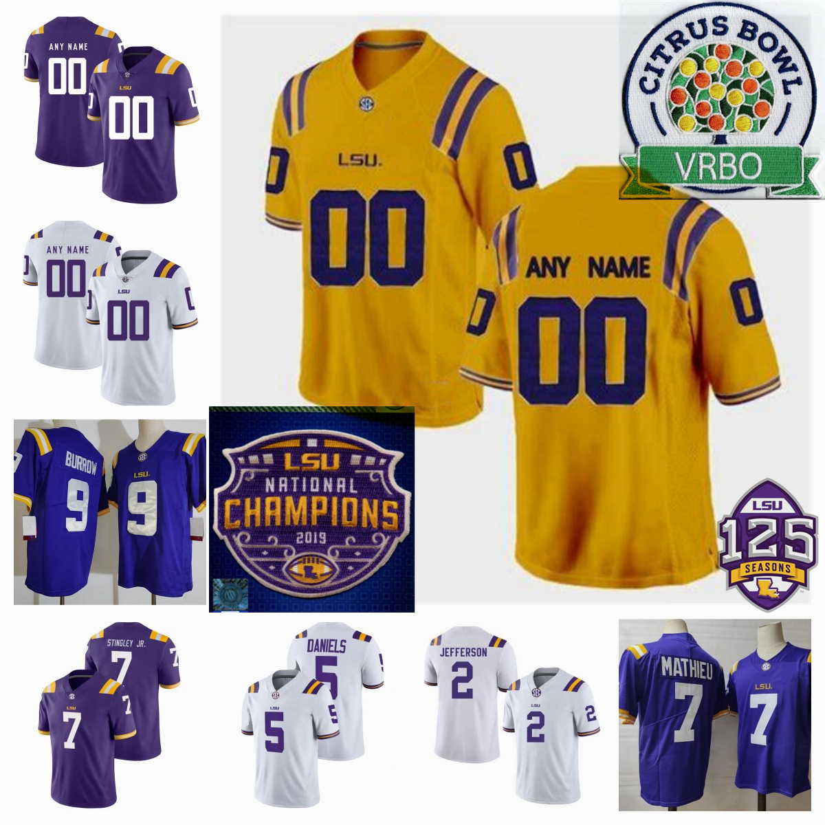 LSU Tigers Football Jersey 55 Kimo Makane'ole 58 Kardell Thomas 61 Cameron Wire Lanson Smith Joshua Billedeaux Will Campbell Bo Bordelon 99 Jord Jefferson LSU jerseys