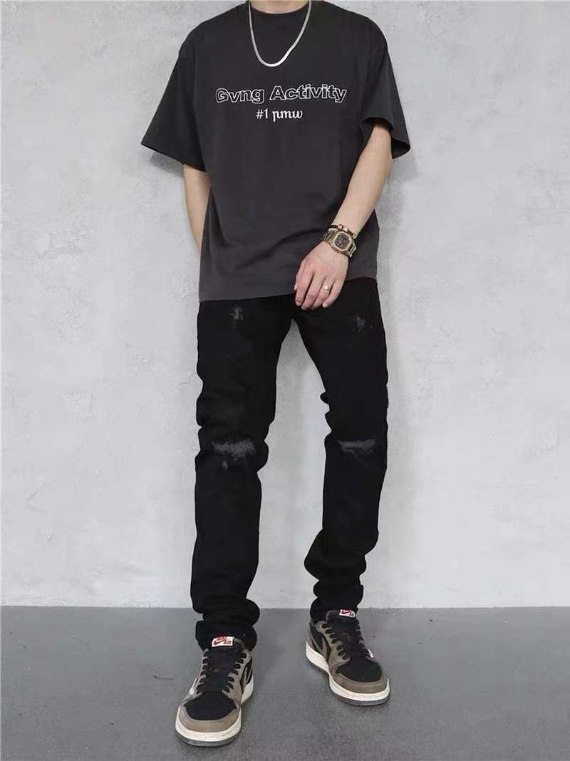 Black Denim Jeans Ripped Holds Tousers Vintage Pants Man Trouser Slim Fix Trousers Retro Sweatpants High Street Overalls Oversized Plus Size Women Jeans