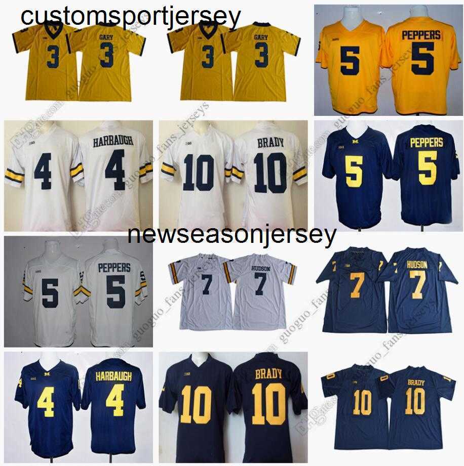 NCAA Michigan Wolverines Fußballtrikot Rashan Gary Jim Harbaugh Jabrill Peppers Khaleke Hudson Tom Brady S-XXXL