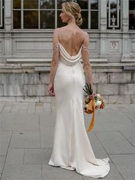 Franse stijl satijnen Suspender lichte trouwjurk 2023 BRIDAL Temperament Simple en Advanced FN10985