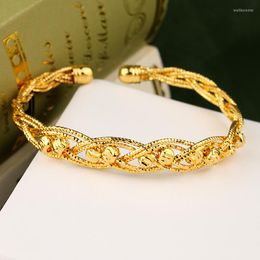 Bangle Gold Plated Beads for Women Open Ethnic Dubai Wedding Jewelry Luxury Bride Gifts Bijoux Girls