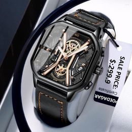 Wristwatches POEDAGAR Men Watch Luxury Business Quartz Watches Stainless Stain Strap Sport Chronograph Men's Wristwatch Waterproof