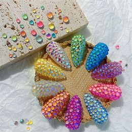 Tırnak Sanat Süslemeleri Cam Boncuklar Denizkızı Senfoni Gems Rhinestones Düz Karışık Boyut Kristal 3D Şeker Renkleri Mocha Macaron Dekor