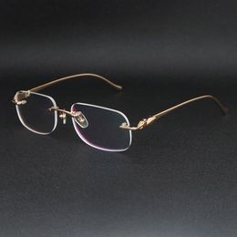 Último moda metal de molduras grandes de molduras quadradas sem aro óculos e fêmeas de óculos de luxo Os óculos de proteção de luxo podem ser equipados com lentes com graus Eyewear
