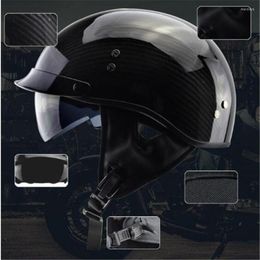 オートバイヘルメットは本物のカーボンファイバーヘルメットドットバイカーブラックショーツハーフM l XL XXLを販売しています