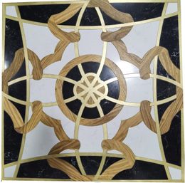 Jade Marble Art Parquet Brass Inlay trägolv Lyxiga villor Hemdekoration Rosewood Hardwood Floor Medallion Inlay Wall Decal Designs Marquetry