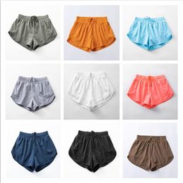 Womens yoga Shorts Fit Zipper Pocket High Rise Quick Dry lemon Womens Train Short Loose Style Breathable gym Motion current lu-068