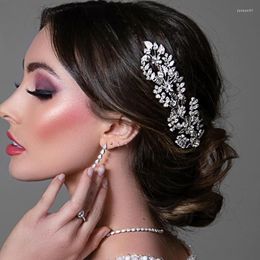 Hair Clips Wedding Bride Leaf Zircon Crystal Tiara Headband Woman Comb Fashion Princess For Girl Clip Headpieces Jewelry Gift