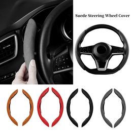 2PCS Suede Car Steering Wheel Cover Universal Fur Wheel Booster Protection Cover Non-Slip Auto Truck Interior Accessories