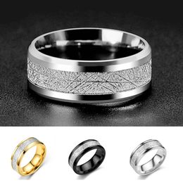 Personlig vindvatten Titanium Steel Fog Freeze Mönster Ring Kvinnliga herrring Ring Europa och USA: s smycken