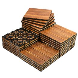 11 PCS 12 INCH x 12 INCH Interlocking Wood Deck Tiles Patio Pavers Floor Tiles Spiral Interlocking Wood Deck Tiles