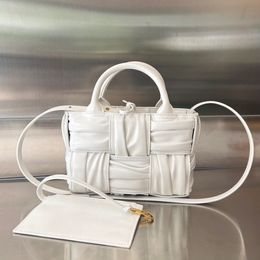 10A Quality Bag Vd 20cm Mini Candy Arco Intreccio Pleated Woven Cowhide Shopping Bag Crossbody Designer Women's Real Leather Handbag White Color free shipping