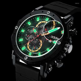 Wallwatches RELOJ Hombre 2023 Moda Sport Watches Men Black Silicone Auto Date Cronograph Quartz Reloj Masculino Luminous Watch