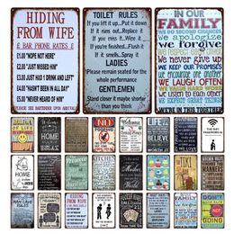 Decorative Funny Blue Happy Metal Sign Retro Tin Sign Scene Layout Retro Sign Family House Club Bar Man Cave Rules Wall personalized Decoration size 30X20CM w02