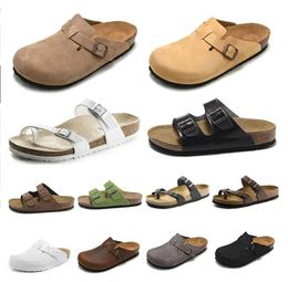 Bonston tıkanma terlikleri Mayari Arizona Flip Flops Scuffs erkekler için katırlar kadın moda lüks soafers deri süet daireler sandalet clas gxc boyutu 34-46