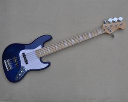 5 Strings Transparent Blue Electric Bass Guitar with Maple Fingerboard Can be customized