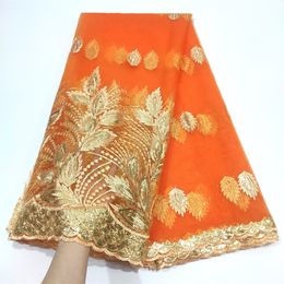 African Tulle Lace Orange Sequins African Lace Fabric 2023 African Net 5 Yards Nigerian Lace Fabric For Wedding Dress