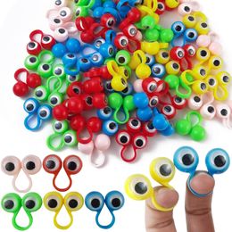 Finger Toys 100PCS Eye Puppets Eyes On Rings Googly Eyeball Ring 5 Colors Toy