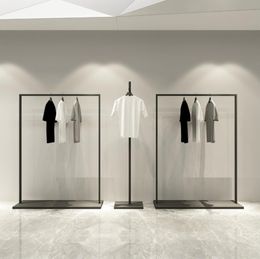 Visor de lojas de roupas Rack de mobília comercial de roupas de ferro de ferro é simples e vertical penduradas nas prateleiras das lojas de roupas femininas masculinas