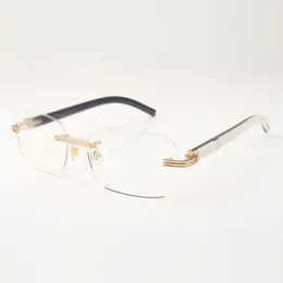 Buffs Glasses Frames 0286 com buzinas de búfalos híbridos naturais e lentes limpas de 56 mm 0286