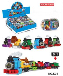 6 Tågbyggnadsblock Värld Plast Tinker Box Rain Car Toy Kids Leksaker Barnens pedagogisk intelligens Säker miljö