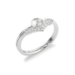 Pearl Inställningar Ringar Blank Clear Zircon 925 Sterling Silver Fynd DIY Smycken Ring Mount 5 stycken