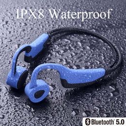 Mikrofonlu K7 Bluetooth Kulaklık Kablosuz Kulaklık IP68 su geçirmez MP3 Yüzme Spor Kulaklık Kemik iletimi Kulaklık Run Dalış