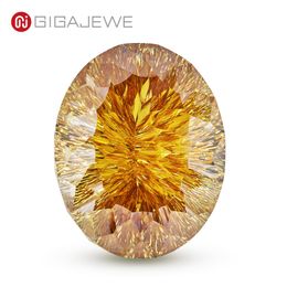 GIGAJEWE Golden Color Oval VVS1 Moissanite Demon Oko Cut Handmade Luźne Test Diamentowy Przekazany Kamień Gemstone Do Tworzenia Biżuterii