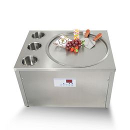 ETL CE certificate Food Processing Equipment 45 cm single round pan with 3 tanks fried ice cream machine