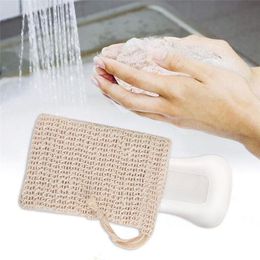 Natuurlijke exfoliërende mesh zeep Saver voor douchebad schuimende struikgewassen sisal zeep spaarders zak zakje houder boetiek 06