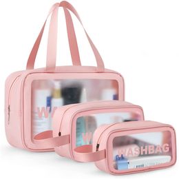 Makyaj çantası büyük kapasiteli taşınabilir seyahat yıkama çantası şeffaf su geçirmez depolama kutusu kozmetik organizatör güzellik çantası