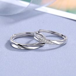 S925 sterling silver koreanska stil parringar randiga ringar öppnar justering för dessa kärlek till solmånen och stjärnor för män och kvinnors alla hjärtans dag gåva