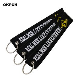 Keychains for Motorcycle and Car Key Chains Embroidery Key Ring Jewelry Zip Puller Key Tag