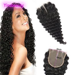 Malaysian 10A Lace Closure 6X6 Human Hair Deep Wave Natural Color 6x6 Closures With Baby Hair Extensions