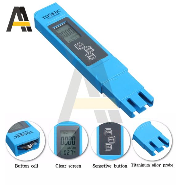 0.0-14.0 TDS/medidor EC PH Probador de agua digital PH 0-9990ppm TDSEC LCD PURIDAD DE AGUA PPM Penatoria de prueba de filtro/temperatura