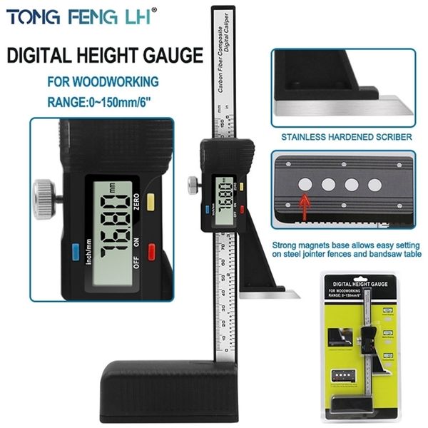 Calibre de altura digital de 0-150 mm Electrónico Vernier Caliper Regla Mesa de madera Marcado 210922