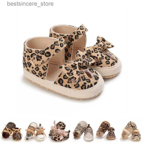 Zapatos de lazo con estampado de leopardo para niñas pequeñas de 0 a 18M, zapatos para primeros pasos para niños pequeños, calzado antideslizante de suela blanda para recién nacidos L230522