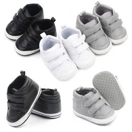 0-18m Babyschoenen Jongen Geboren baby Peuter Casual Covert Cotton Sole Anti-Slip PU Leather First Walkers Crawl Crib Shoes 240420