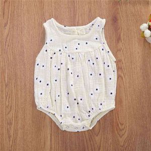 0-18m zomer babymeisjes katoen linnen mouwloze bloemendruk knop romper baby peuter zachte outfit sunsuits kleding g220521
