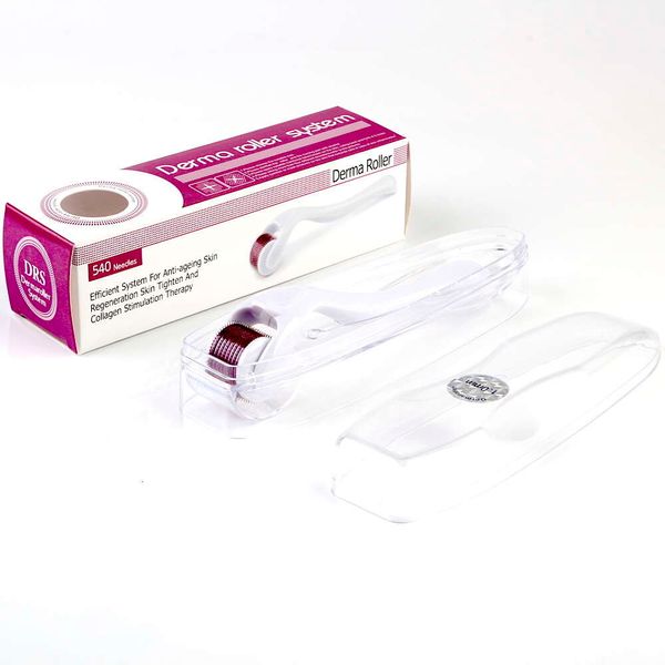 0.2-3mm de profondeur 540 aiguilles Micro-aiguilletage blanc noir poignée transparente rouleau Derma du visage