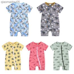 0-24 Maanden Baby Pyjama Cartoon Oneise Pasgeboren Romper Baby Jongen Meisjes Jumpsuit Zomer Bamboe Katoen Korte Mouwen romper L230712