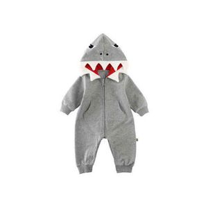 0-24M Gloednieuwe Pasgeboren Toddler Baby Jongens Meisjes Shark Lange Mouw Romper Playsuit BabyGrows Outfits Kostuum G1221