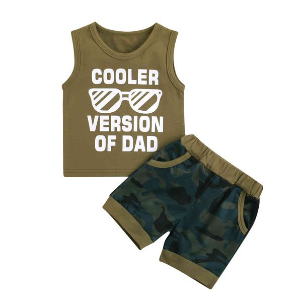 0-24M Casual born Toddler Bébé Garçon Vêtements Ensemble Mignon Lettre Gilet T-shirt Tops Camo Shorts Tenues Vêtements Costumes 210515