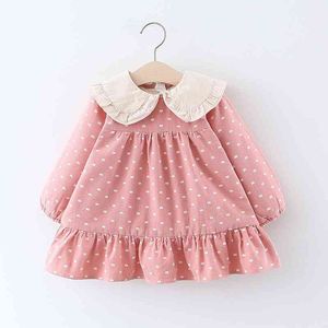 0-24M Vestido para niños Niñas bebés Casual es Otoño Invierno Plus Velvet Baby Doll Collar Princesa Ropa 210515