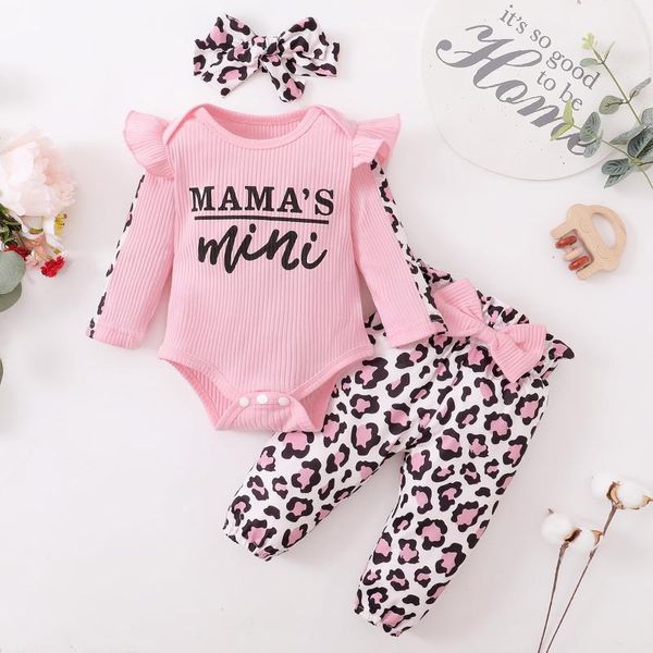 Conjuntos de ropa de 0-24m Nacidos Baby Baby Baby Camiseta Rufa Romper Tops Leggings Pantistenjes Juego de ropa de manga larga Invierno 13